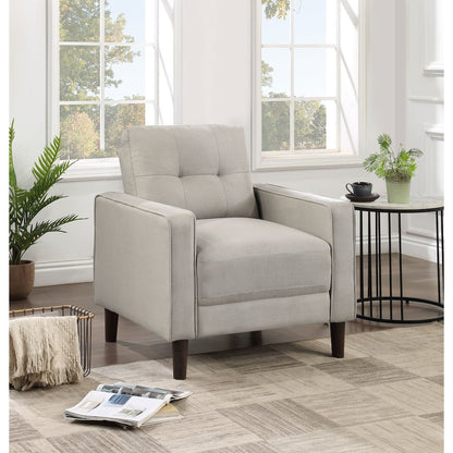 Bowen Upholstered Track Arm Tufted Accent Chair Beige