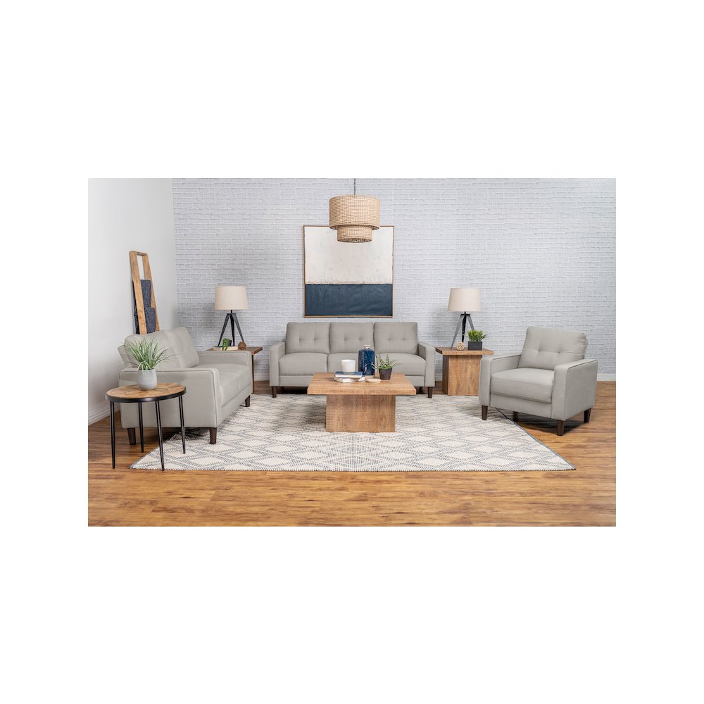 Bowen Upholstered Track Arm Tufted Accent Chair Beige