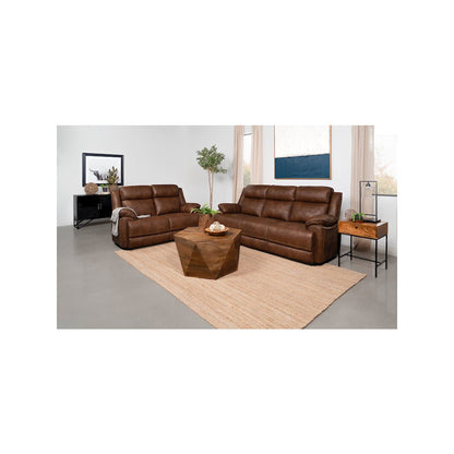 Ellington 2-piece Upholstered Padded Arm Sofa Set Dark Brown