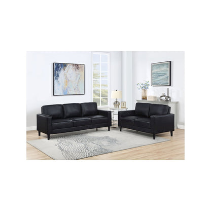 Ruth 2-piece Upholstered Track Arm Sofa Set Black