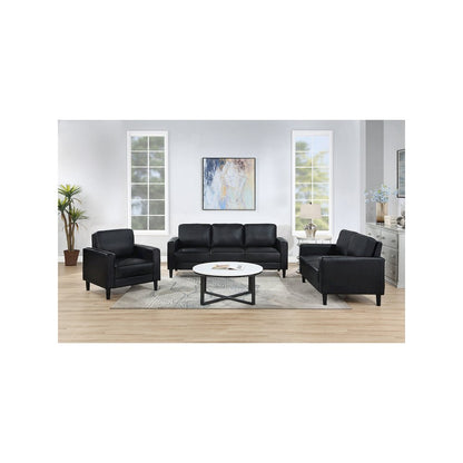 Ruth 3-piece Upholstered Track Arm Sofa Set Black