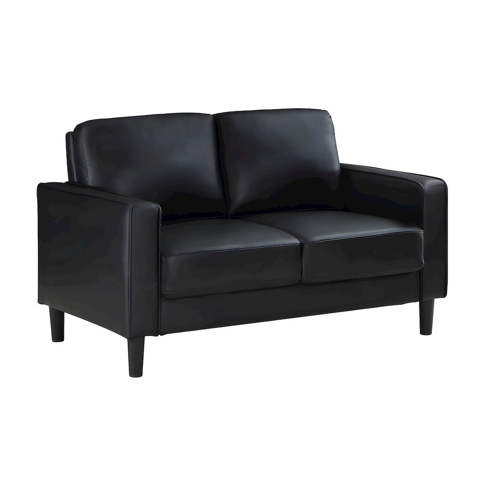 Polyester-Upholstered Small Loveseat Sofa with Track Arms, Transitional, Black