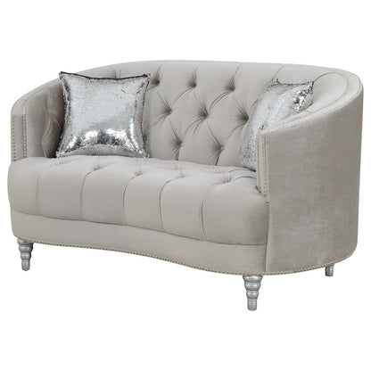 Avonlea Upholstered Sloped Arm Loveseat Grey Velvet