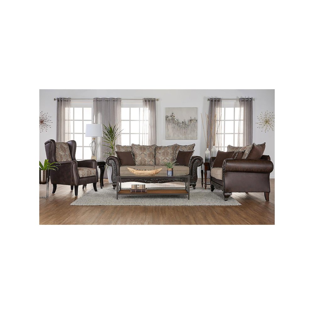 Elmbrook Upholstered Rolled Arm Sofa Brown