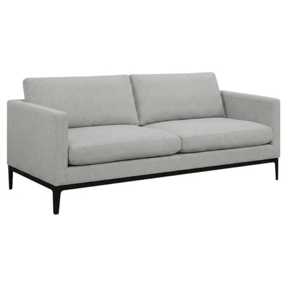 Polyester-Upholstered Track Arm Sofa with Metal Legs for Living Room, Light Grey