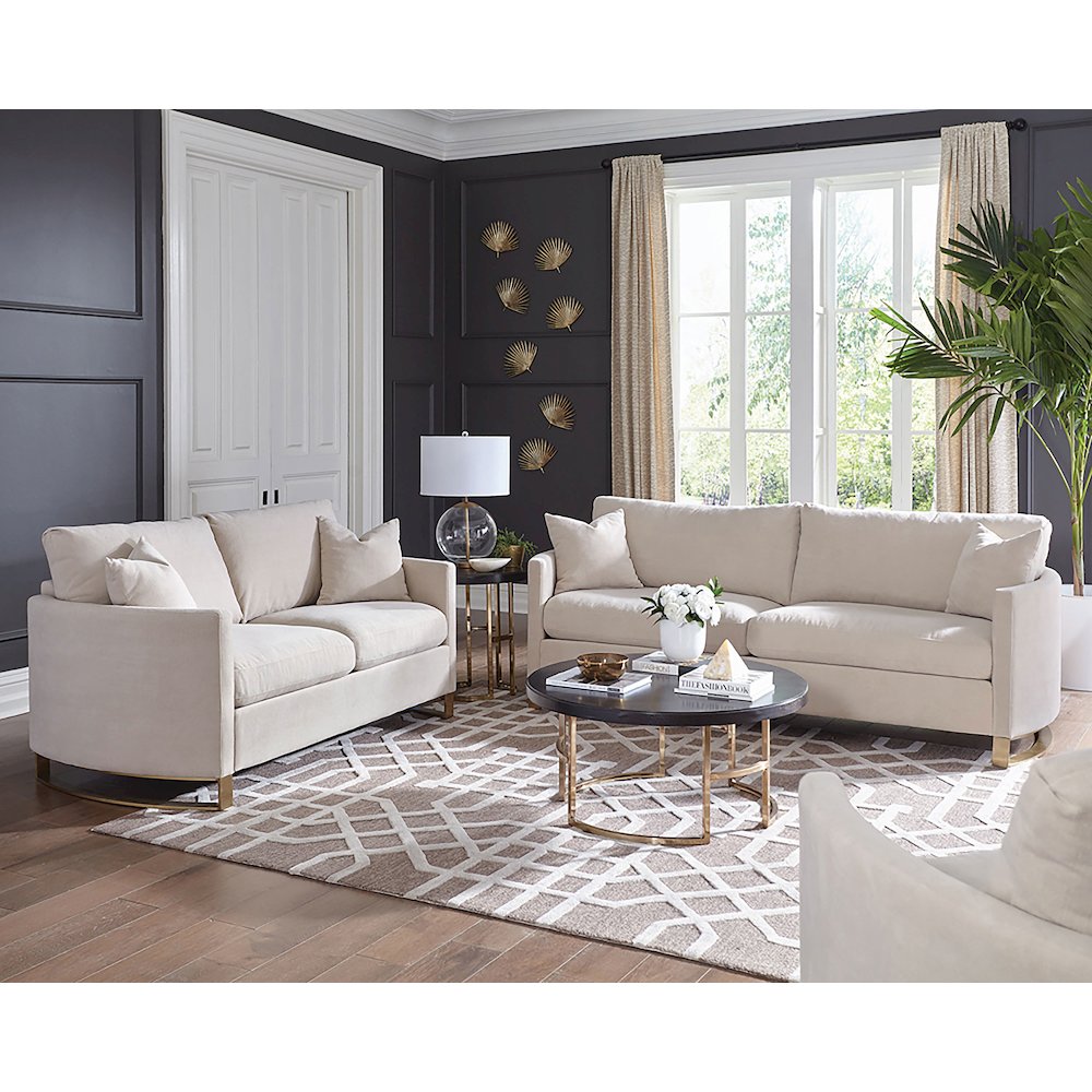 Corliss Upholstered Arched Arm Loveseat Beige