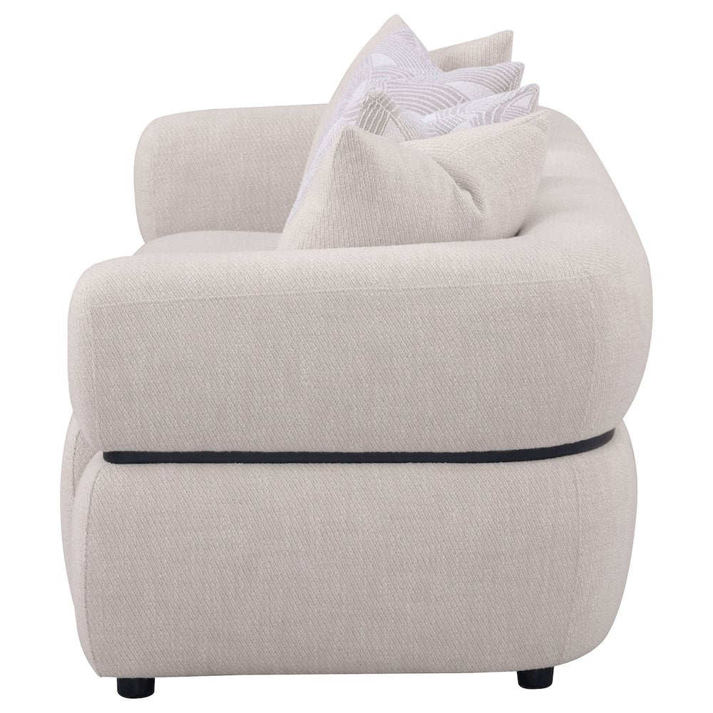 Jeanette 84-inch Fabric Upholstered Round Arm Sofa Beige