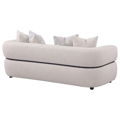 Jeanette 84-inch Fabric Upholstered Round Arm Sofa Beige