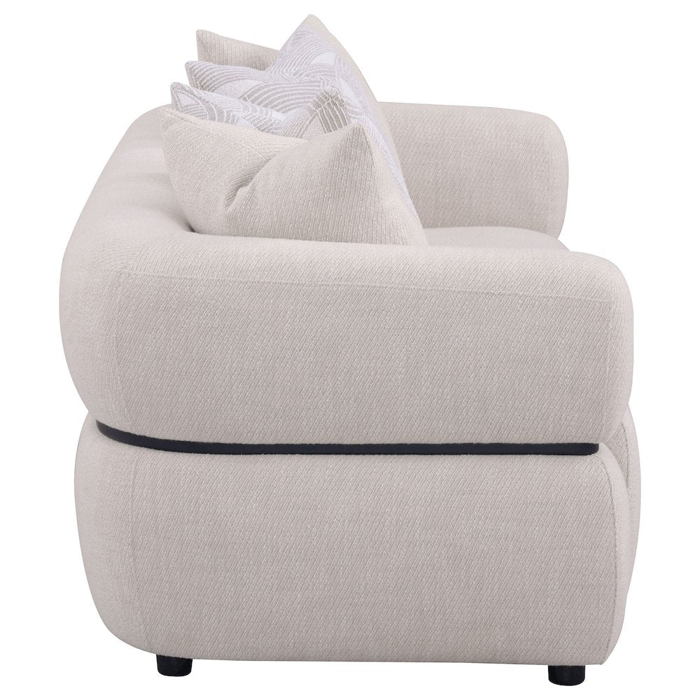 Jeanette 84-inch Fabric Upholstered Round Arm Sofa Beige
