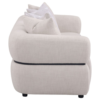 Jeanette 84-inch Fabric Upholstered Round Arm Sofa Beige