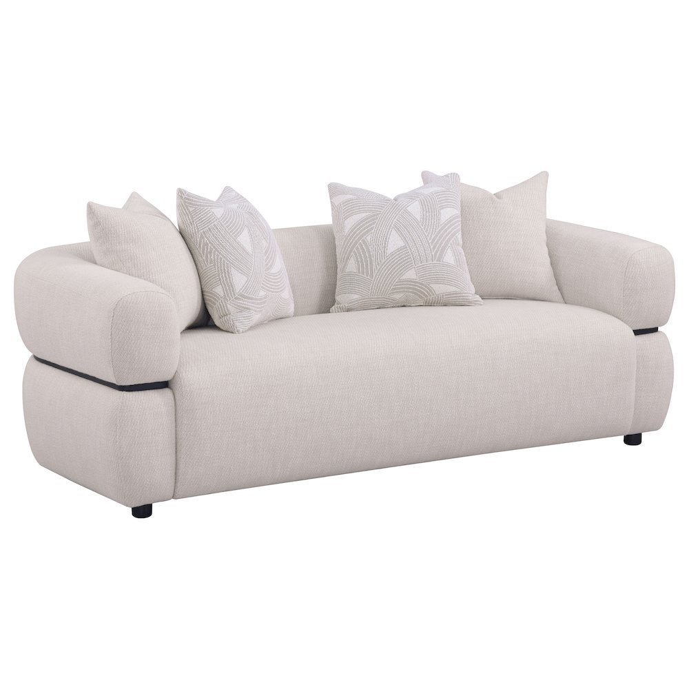 Jeanette 3-piece Fabric Upholstered Round Arm Sofa Set Beige
