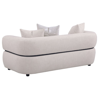 Jeanette 3-piece Fabric Upholstered Round Arm Sofa Set Beige