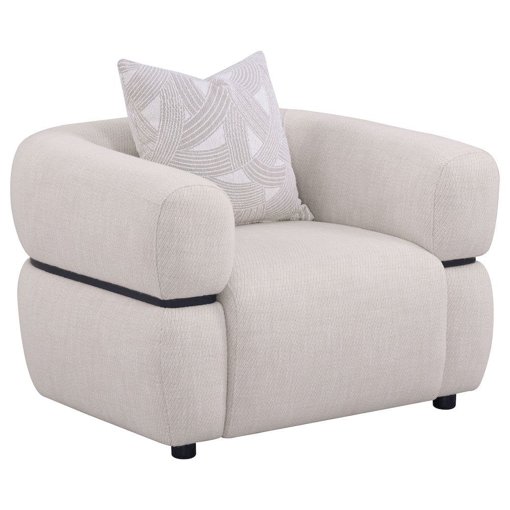Jeanette 3-piece Fabric Upholstered Round Arm Sofa Set Beige