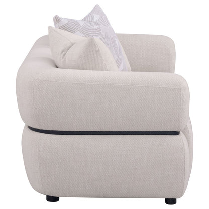 Jeanette 73-inch Fabric Upholstered Round Arm Loveseat Beige