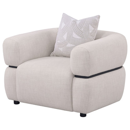 Jeanette Fabric Upholstered Round Arm Accent Chair Beige