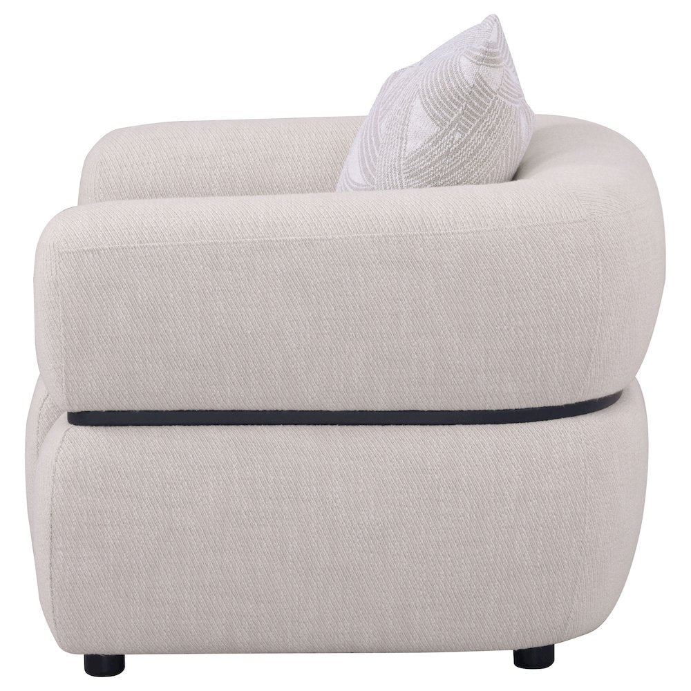 Jeanette Fabric Upholstered Round Arm Accent Chair Beige