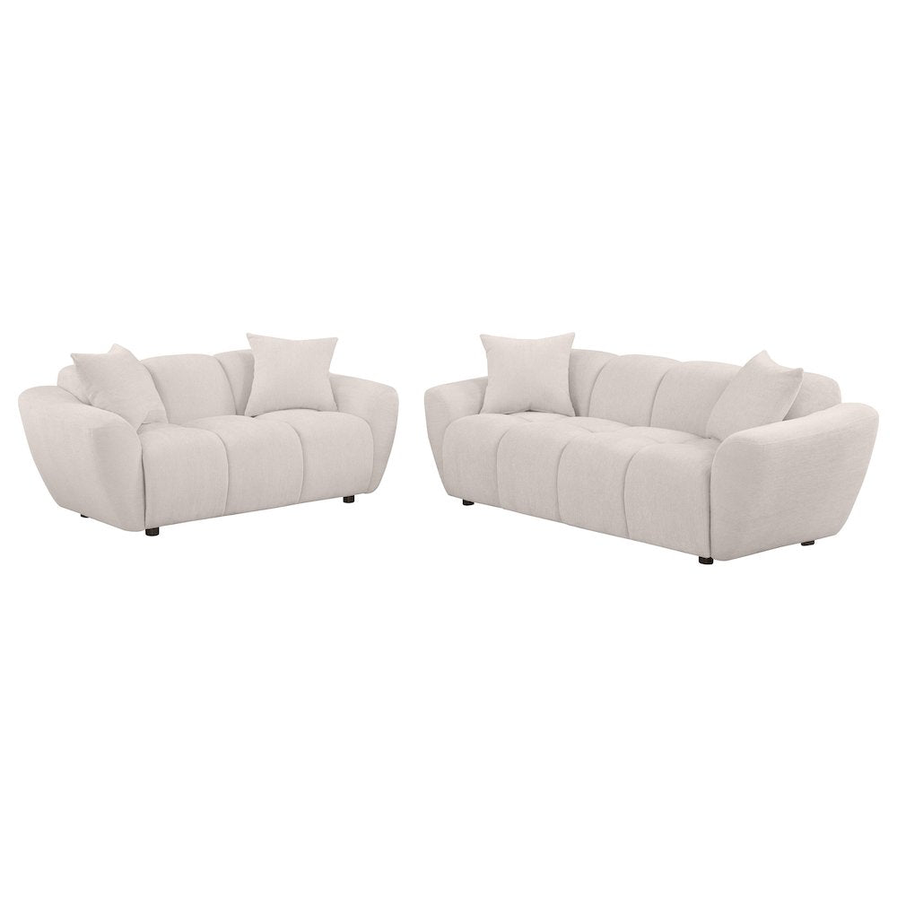 Destino 2-piece Chenille Splayed Arm Sofa Set Greige