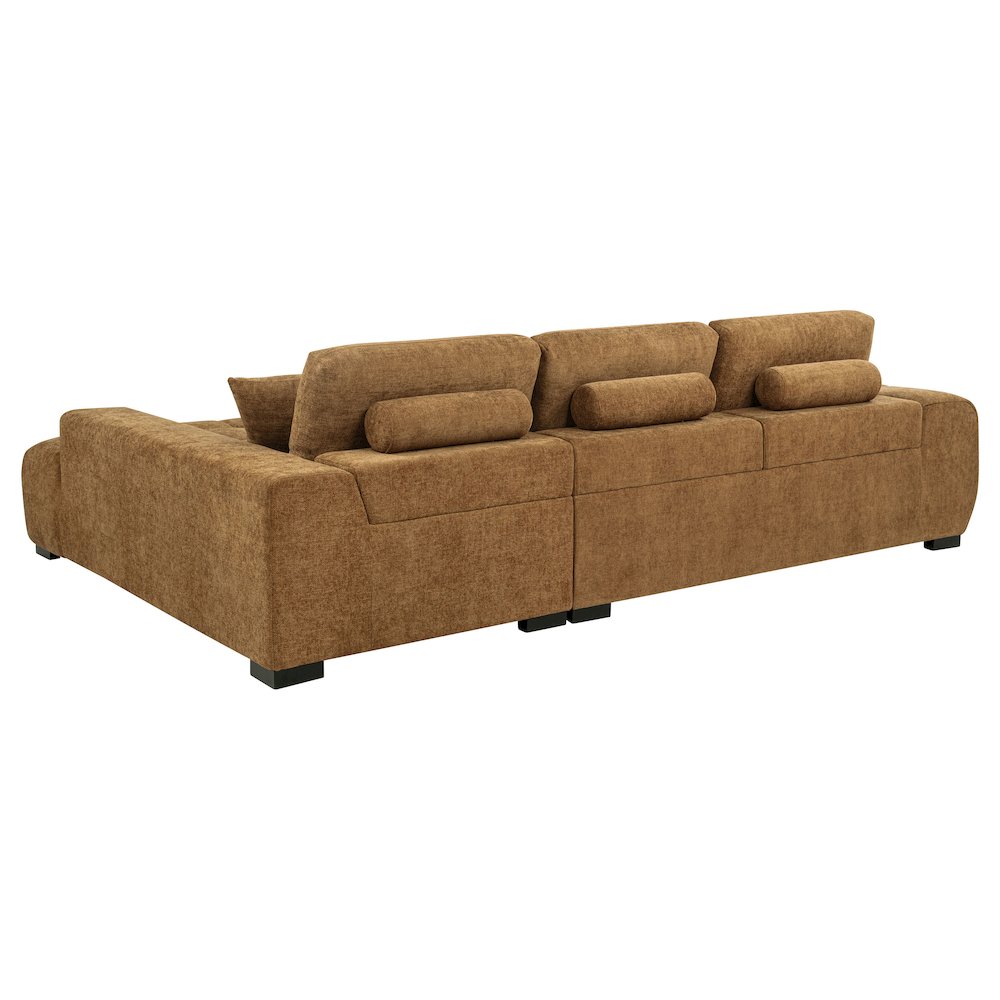 Octavia Fabric Upholstered Sectional Chaise Sofa Amber