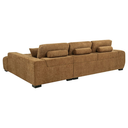 Octavia Fabric Upholstered Sectional Chaise Sofa Amber