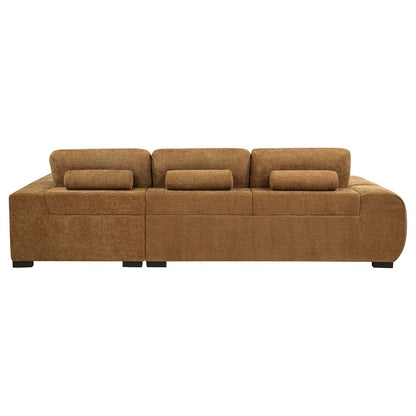 Octavia Fabric Upholstered Sectional Chaise Sofa Amber
