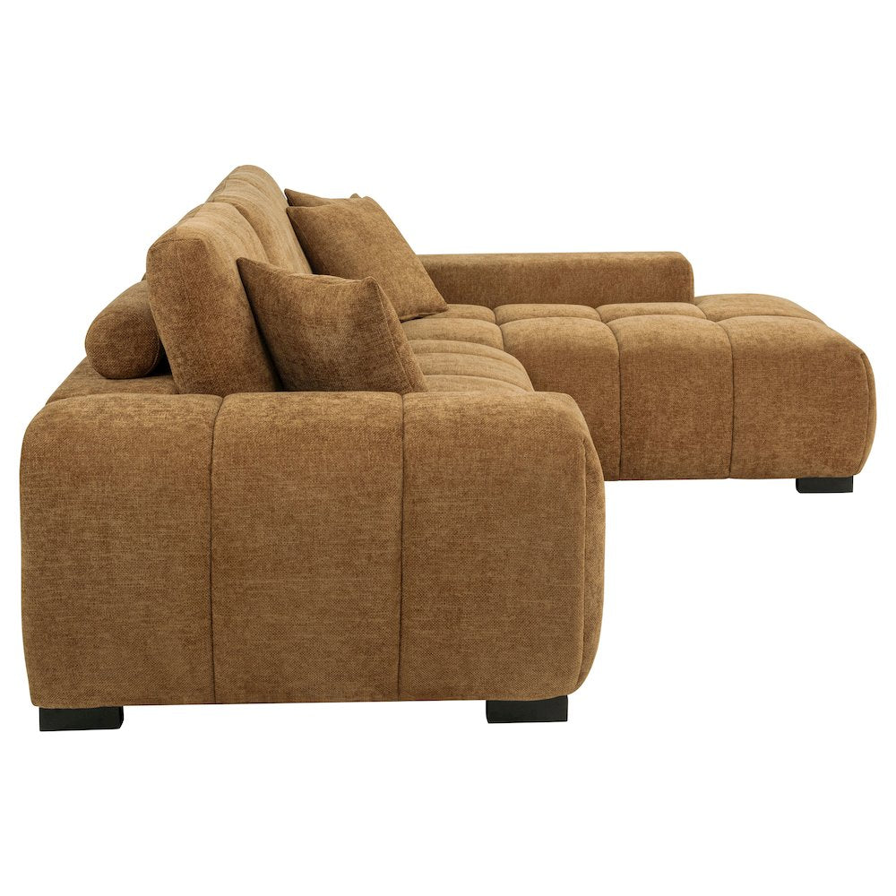 Octavia Fabric Upholstered Sectional Chaise Sofa Amber
