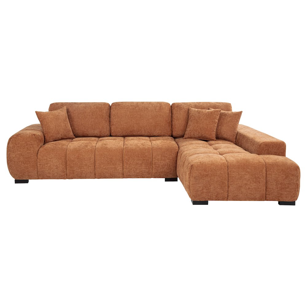 Octavia Fabric Upholstered Sectional Chaise Sofa Orange