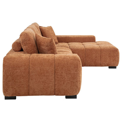 Octavia Fabric Upholstered Sectional Chaise Sofa Orange