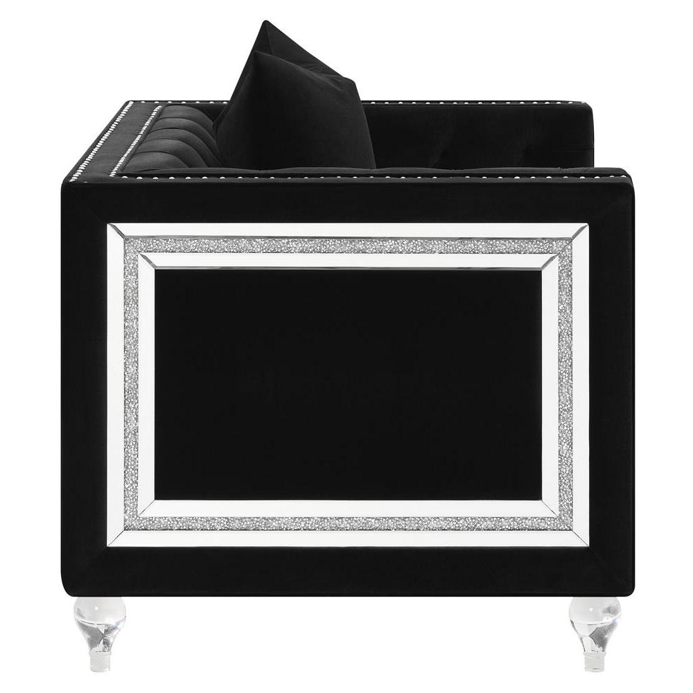 Delilah Upholstered Tufted Tuxedo Arm Chair Black