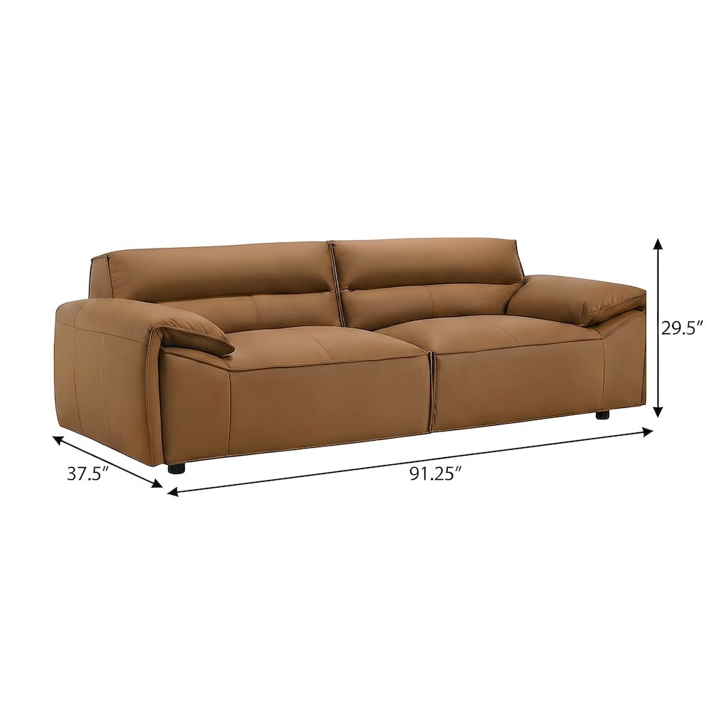 Top Grain Leather Sofa, Genuine Leather Couch for Living Room, Orange