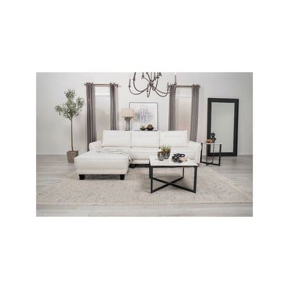 Caspian Upholstered Curved Arm Chaise Sectional Sofa White