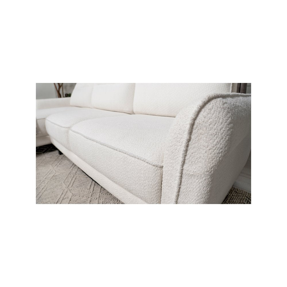 Caspian Upholstered Curved Arm Chaise Sectional Sofa White
