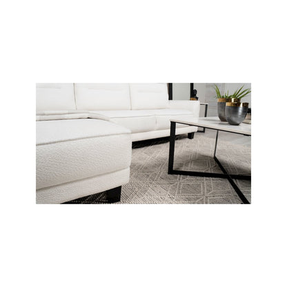 Caspian Upholstered Curved Arm Chaise Sectional Sofa White