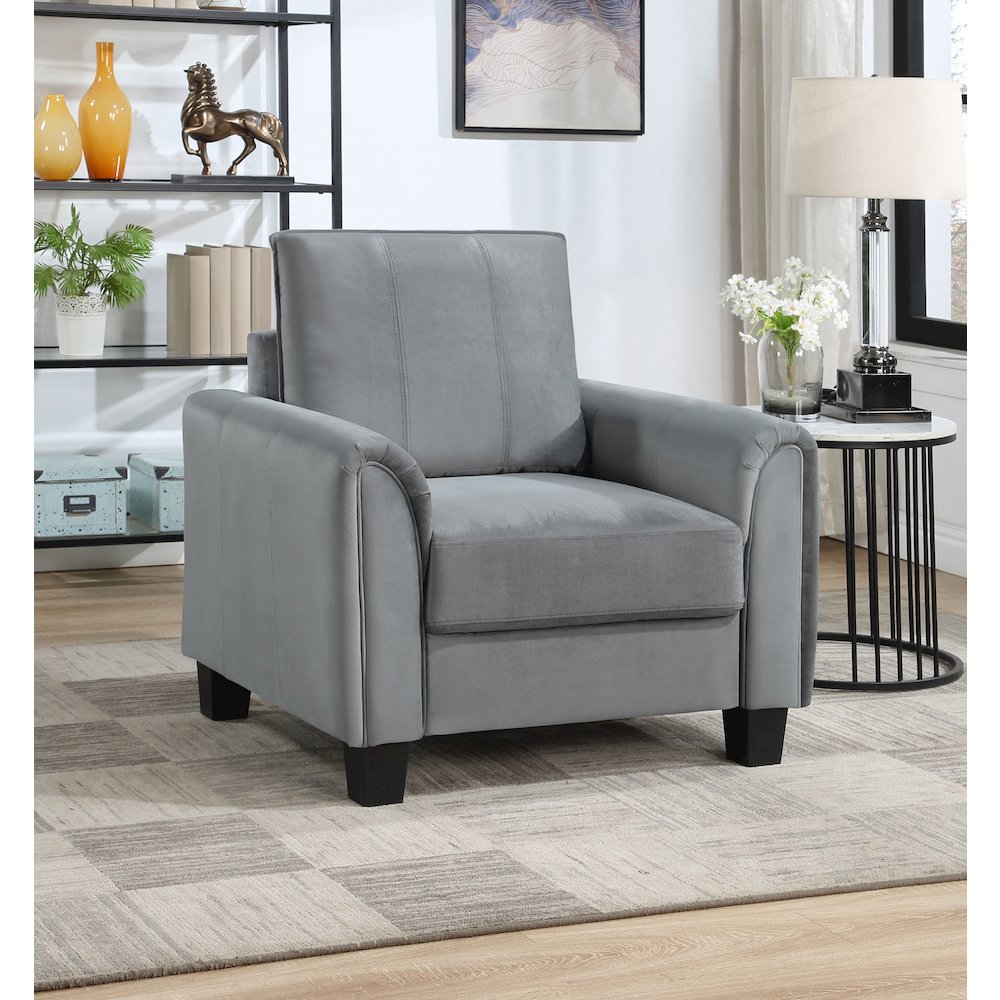 Davis Upholstered Rolled Arm Accent Chair Grey