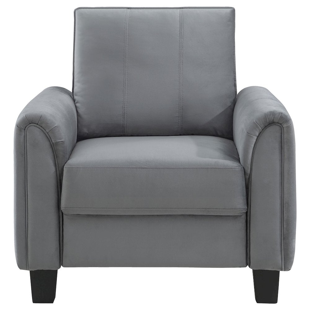 Davis Upholstered Rolled Arm Accent Chair Grey