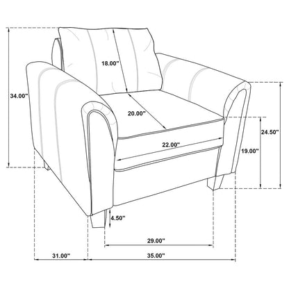 Davis Upholstered Rolled Arm Accent Chair Grey