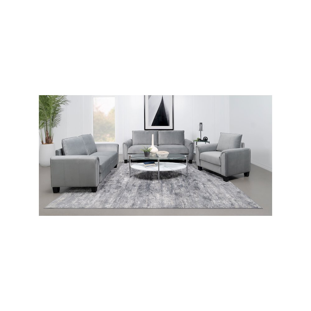 Davis Upholstered Rolled Arm Accent Chair Grey