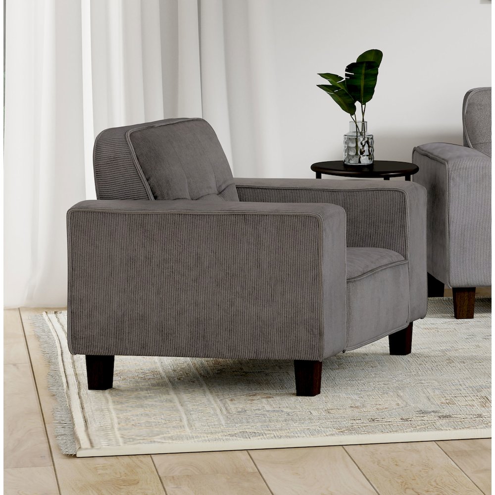 Deerhurst Upholstered Track Arm Tufted Accent Chair Charcoal