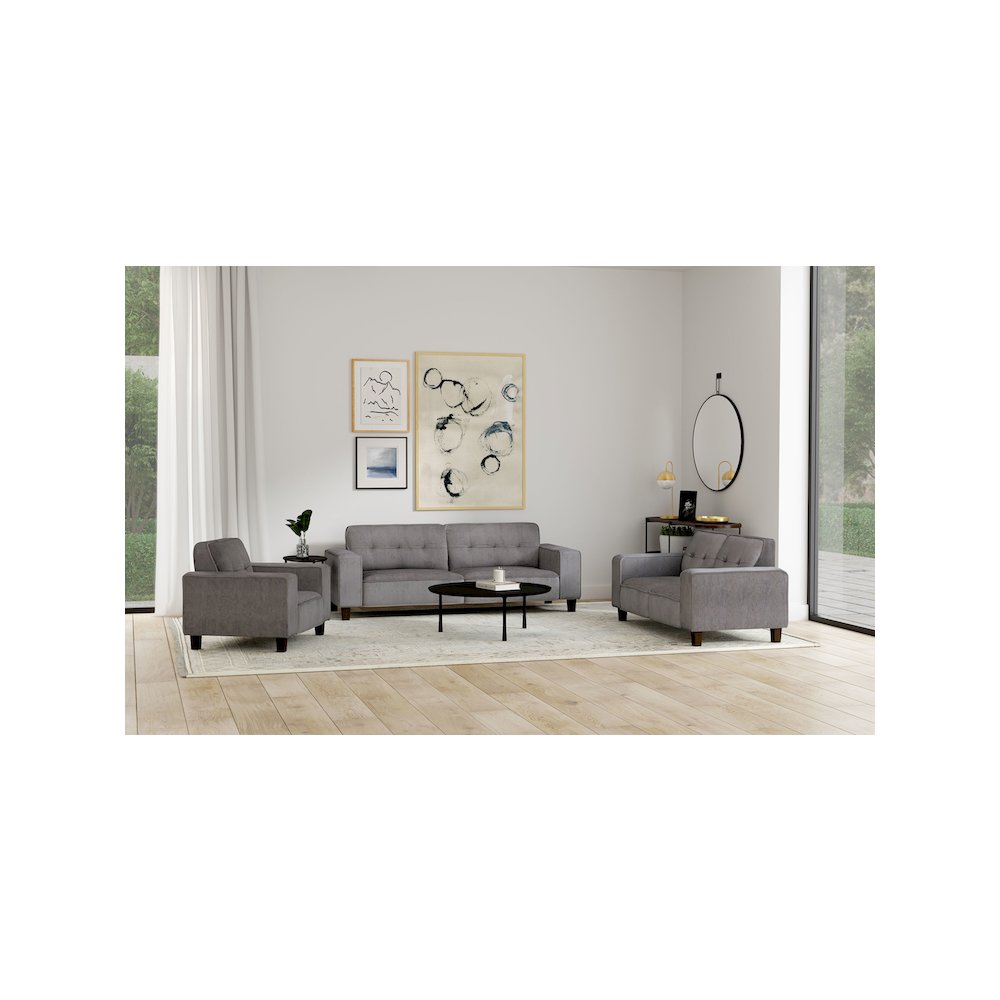 Deerhurst Upholstered Track Arm Tufted Accent Chair Charcoal