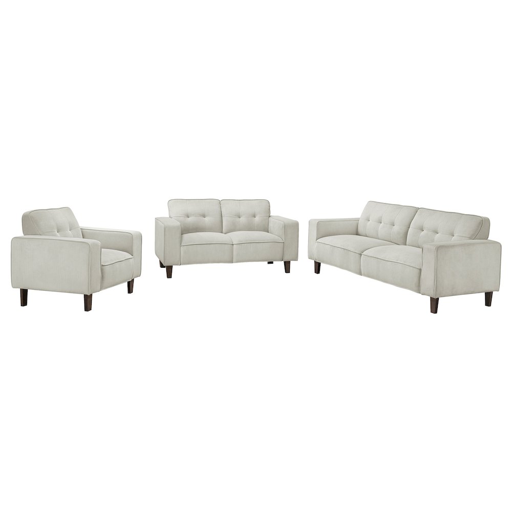 Deerhurst 3-piece Upholstered Track Arm Sofa Set Greige