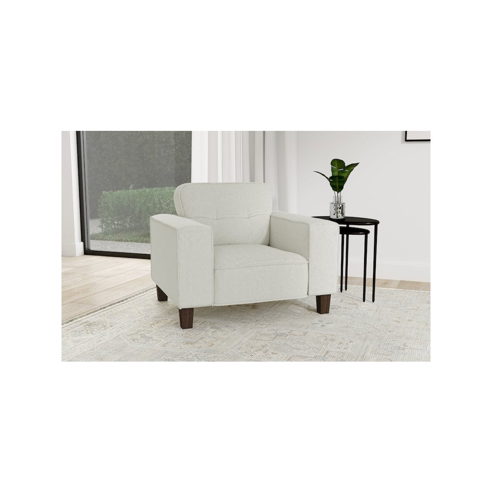 Deerhurst Upholstered Track Arm Tufted Accent Chair Greige