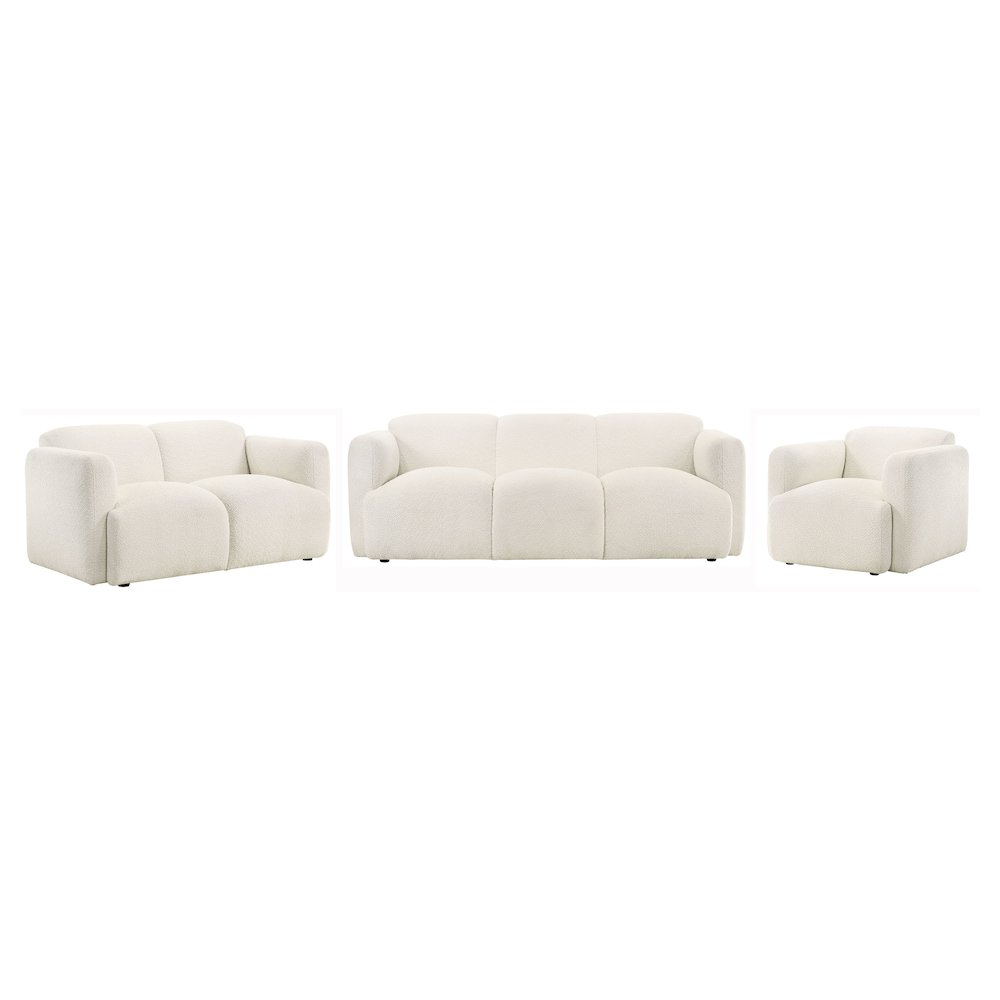 Dorset 3-piece Upholstered Round Track Arm Sofa Set White