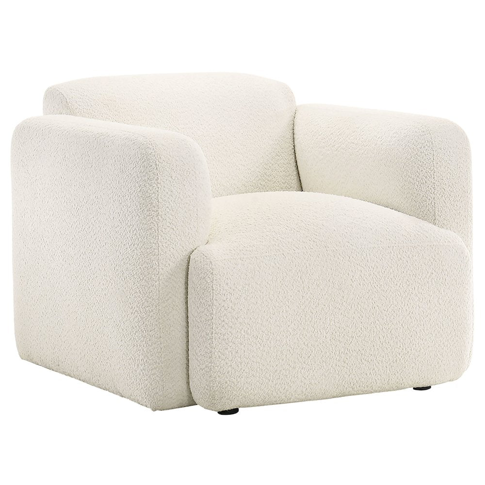 Dorset Fabric Upholstered Round Track Arm Accent Chair White