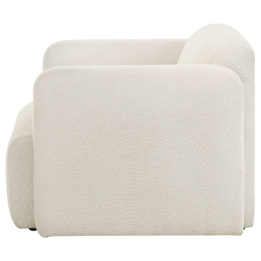 Dorset Fabric Upholstered Round Track Arm Accent Chair White