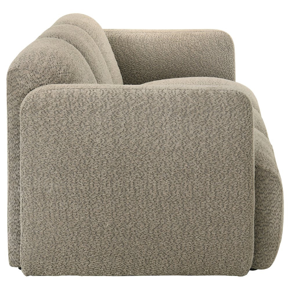 Dorset Fabric Upholstered Round Track Arm Sofa Brown