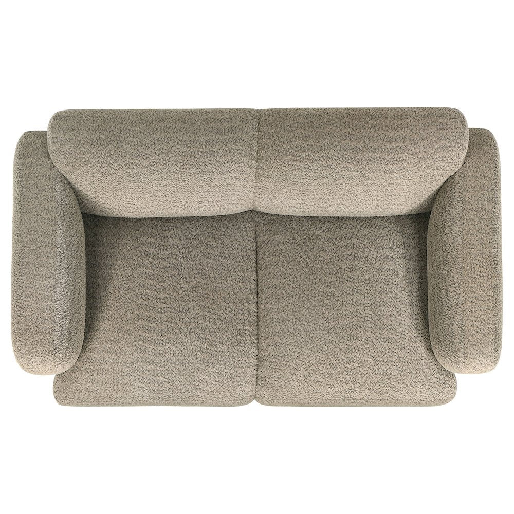 Dorset Fabric Upholstered Round Track Arm Loveseat Brown