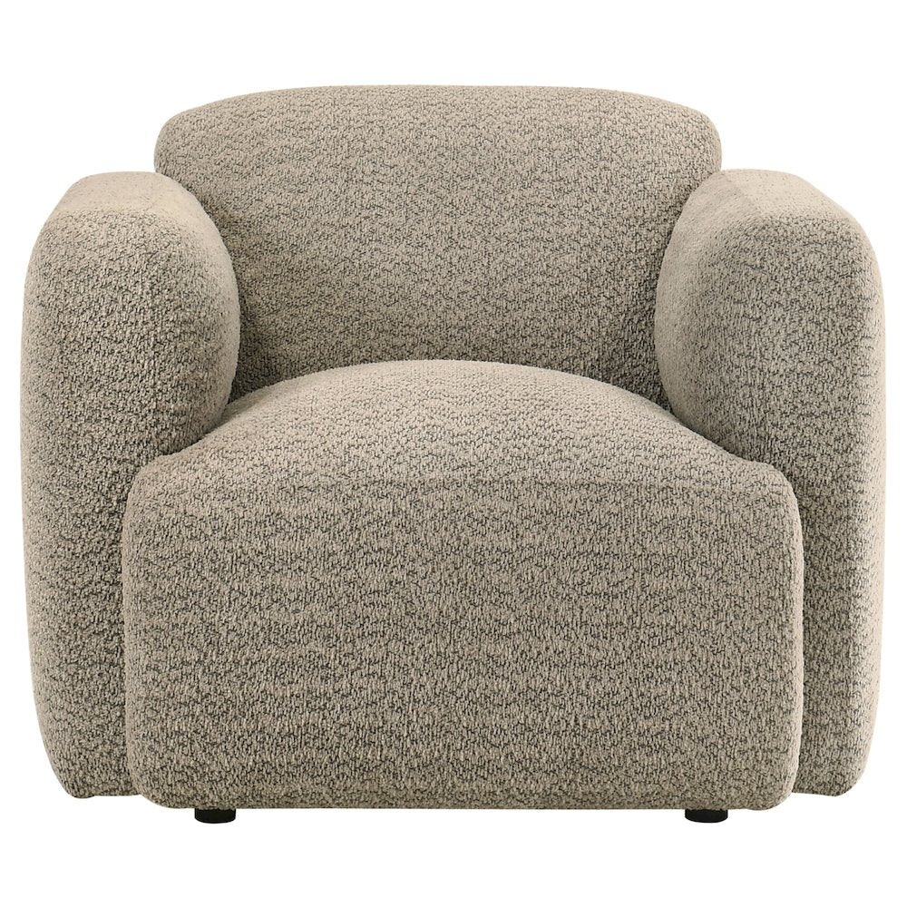 Dorset Fabric Upholstered Round Track Arm Accent Chair Brown