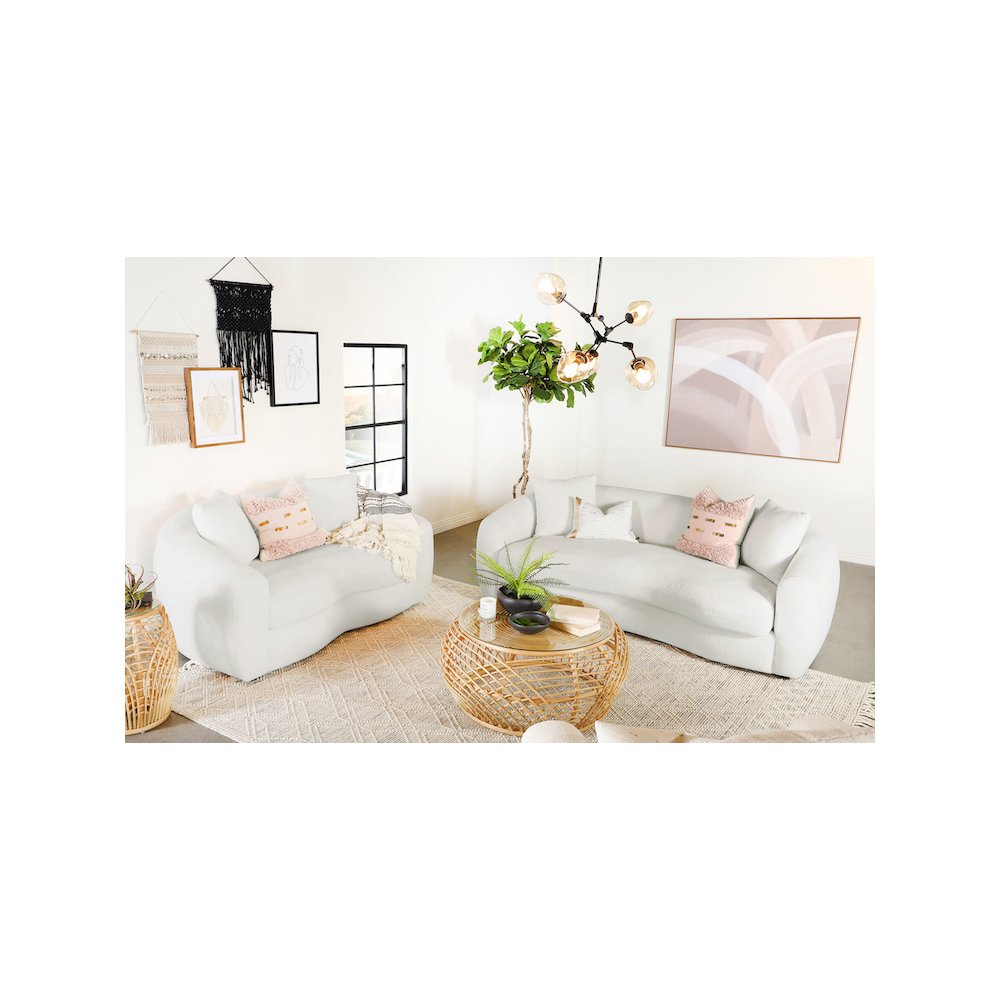 Isabella 2-piece Faux Sheepskin Upholstered Sofa Set Natural