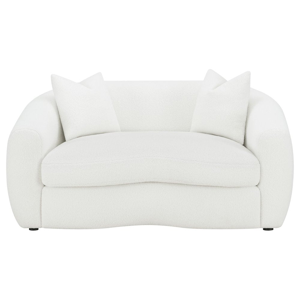 Isabella 2-piece Faux Sheepskin Upholstered Sofa Set Natural
