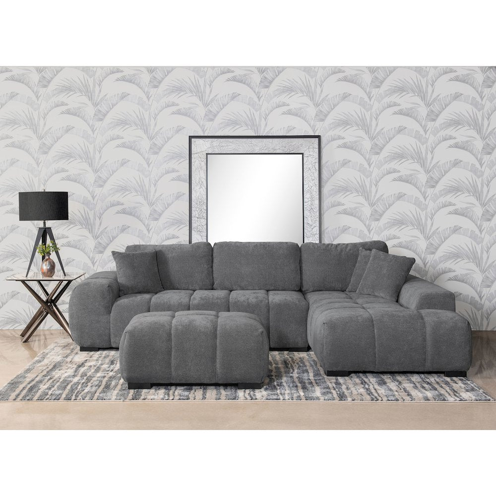 Octavia Upholstered Sectional Chaise Sofa Charcoal Grey