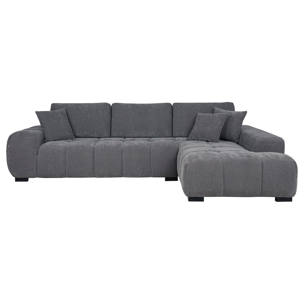 Octavia Upholstered Sectional Chaise Sofa Charcoal Grey